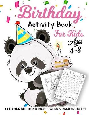 Book cover for Birthday Activity Book for Kids Ages 4-8