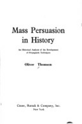 Cover of Mass Persuasion in History