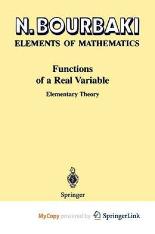 Cover of Elements of Mathematics Functions of a Real Variable