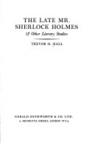 Cover of Late Mr. Sherlock Holmes