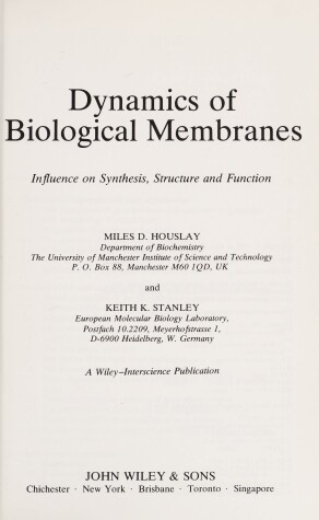 Cover of Dynamics of Biological Membranes