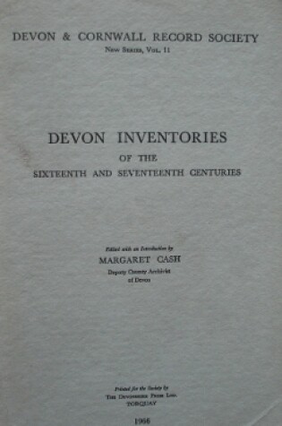 Cover of Devon Inventories of the 16th & 17th Centuries