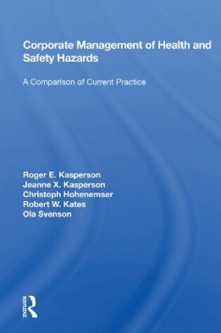 Cover of Corporate Management of Health and Safety Hazards