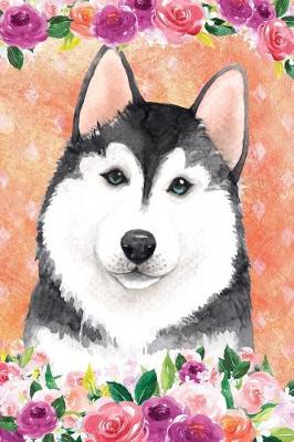 Book cover for Bullet Journal Notebook for Dog Lovers Husky in Flowers 5