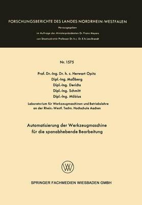 Cover of Automatisierung Der Werkzeugmaschine Fur Die Spanabhebende Bearbeitung