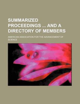 Book cover for Summarized Proceedings and a Directory of Members (Volume 24)