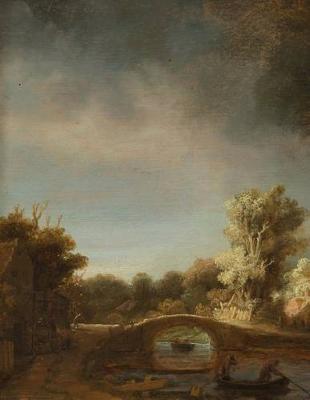 Book cover for The Stone Bridge, Rembrandt Van Rijn. Blank Journal