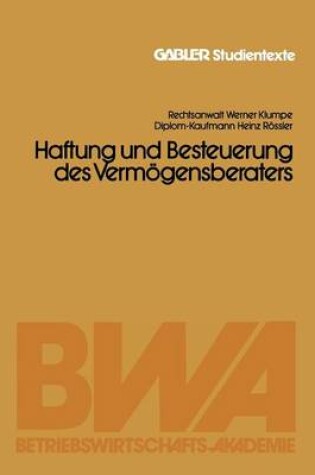 Cover of Haftung Und Besteuerung Des Vermoegensberaters