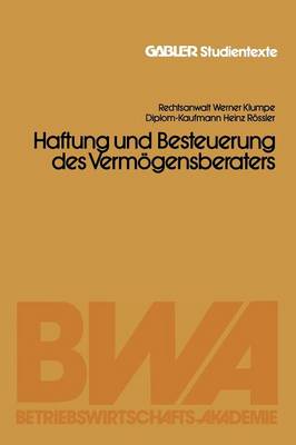 Book cover for Haftung Und Besteuerung Des Vermoegensberaters