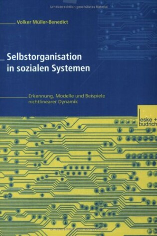 Cover of Selbstorganisation in Sozialen Systemen