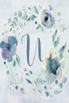 Book cover for Notebook 6"x9", Letter U - Blue Purple Floral Design