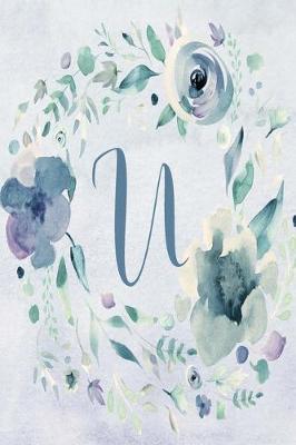 Cover of Notebook 6"x9", Letter U - Blue Purple Floral Design
