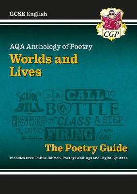 Book cover for New GCSE English AQA Poetry Guide - Worlds & Lives Anthology inc. Online Edition, Audio & Quizzes