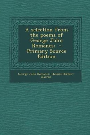 Cover of A Selection from the Poems of George John Romanes;