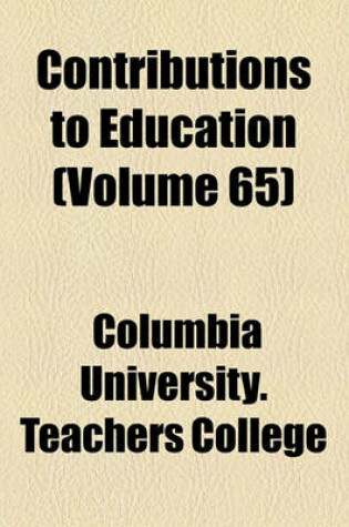 Cover of Contributions to Education (Volume 65)