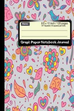 Cover of Graph Paper Notebook Journal 8.5 x 10 Inch 120 pages, Flower Kid Pattern