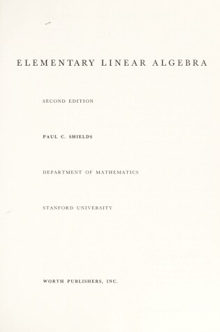 Cover of Elementary Linear Algebra 2e