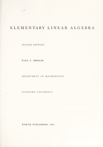 Book cover for Elementary Linear Algebra 2e