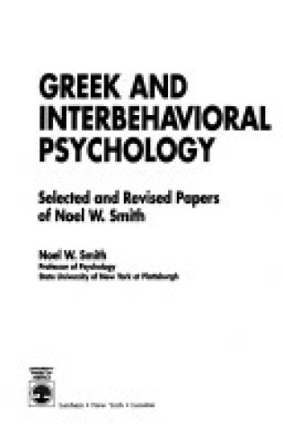 Cover of Greek and Interbehavioural Psychology