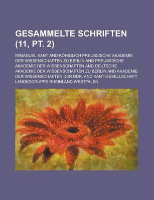 Book cover for Gesammelte Schriften (11, PT. 2)