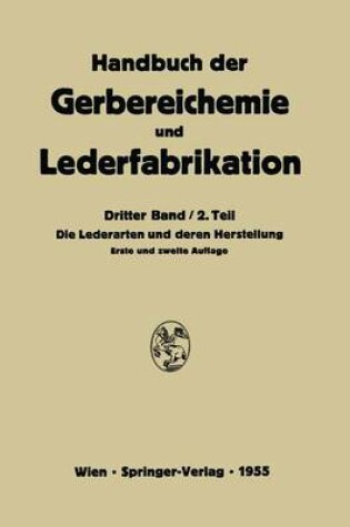 Cover of Die Lederarten Und Deren Herstellung