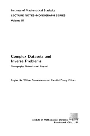 Cover of Complex Datasets and Inverse Problems