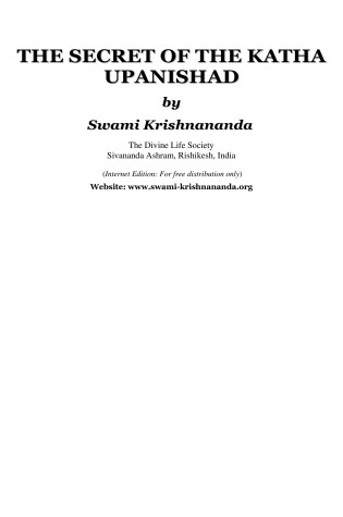 Cover of The Secret of the Katha Upanishad
