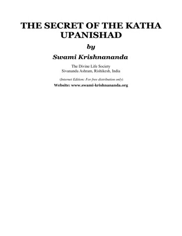 Book cover for The Secret of the Katha Upanishad