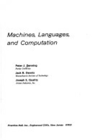 Cover of Machines, Languages and Computation