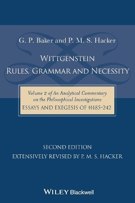 Book cover for Wittgenstein - Rules, Grammar & Necessity - Vol II of An Analytical Commentary on the Philosophical Investigations, Essays and Exegesis 185-242