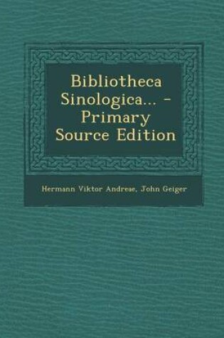 Cover of Bibliotheca Sinologica...