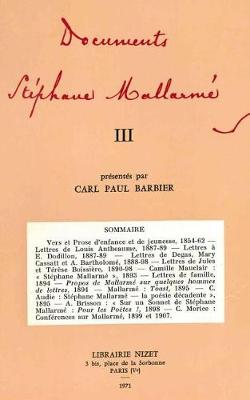 Book cover for Documents Stephane Mallarme III