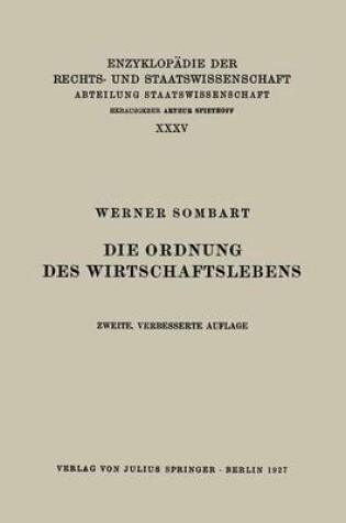 Cover of Die Ordnung Des Wirtschaftslebens