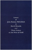 Book cover for Letters of John Ramsay McCulloch to David Ricardo