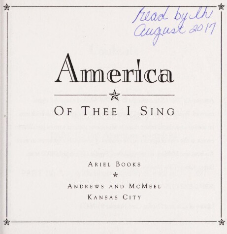 Book cover for America, of Thee I Sing