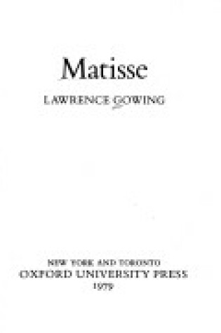 Cover of Matisse