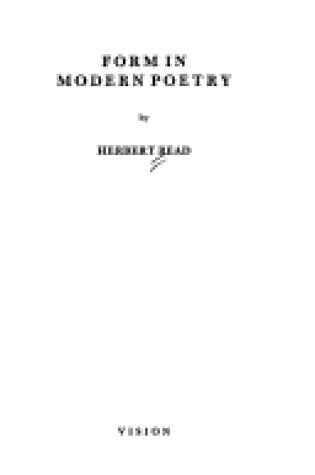 Cover of Form in Modern Poetry