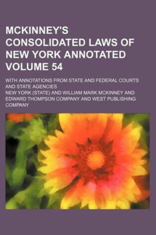 Cover of McKinney's Consolidated Laws of New York Annotated Volume 54; With Annotations from State and Federal Courts and State Agencies