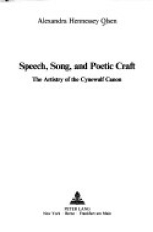 Cover of Speech, Song, and Poetic Craft