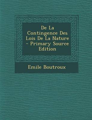 Book cover for de La Contingence Des Lois de La Nature