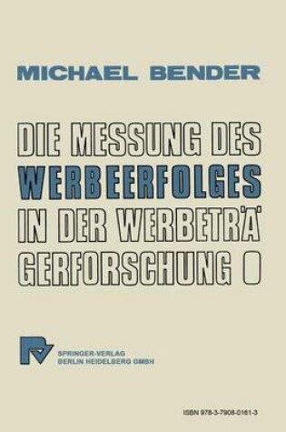 Cover of Die Messung des Werbeerfolges in der Werbeträgerforschung