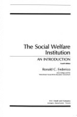 Cover of Social Welfare Institutions