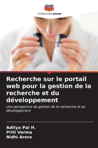 Cover of Recherche sur le portail web pour la gestion de la recherche et du développement