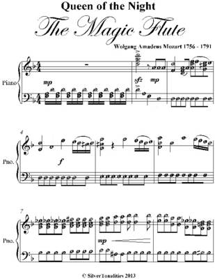 Book cover for Queen of the Night the Magic Flute Easy Intermediate Piano Sheet Music