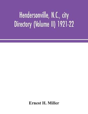 Book cover for Hendersonville, N.C., city directory (Volume II) 1921-22