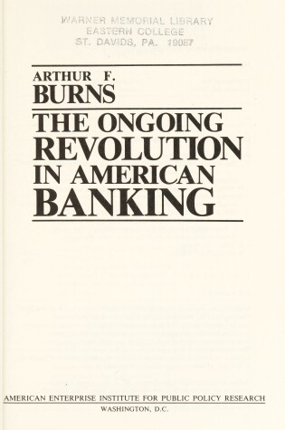 Cover of Ongoing Revolution in American Banking