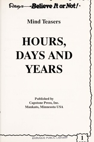 Cover of Hours, Days, and Years