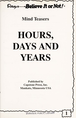 Book cover for Hours, Days, and Years