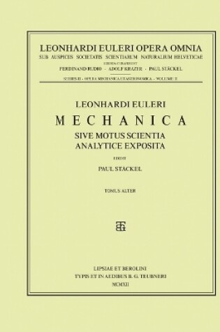 Cover of Mechanica sive motus scientia analytice exposita 2nd part