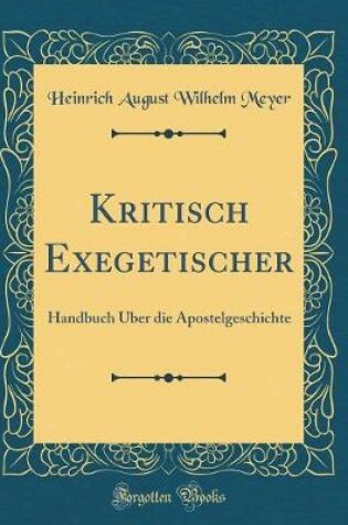 Cover of Kritisch Exegetischer